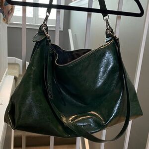 Anthropologie Dark Green Vegan Hobo Bag